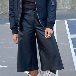 Rag and bone leather wide leg Bermuda shorts